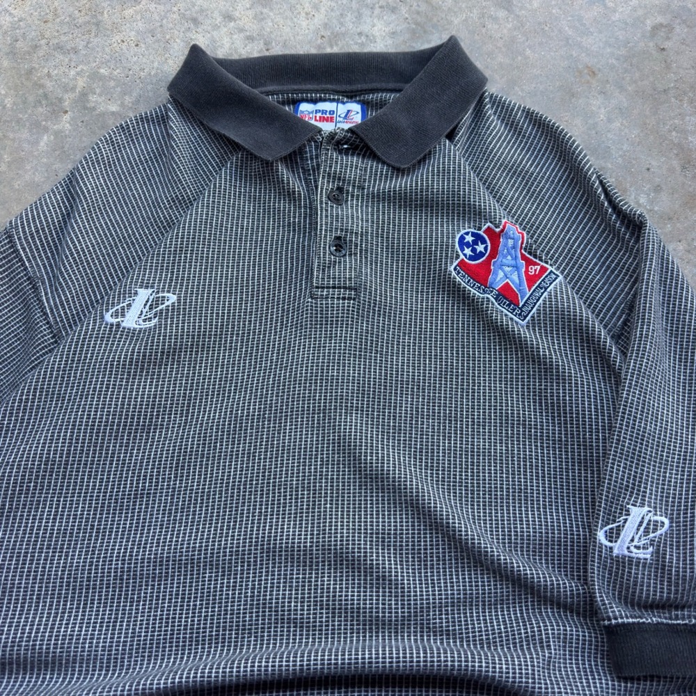 Vintage 90s Logo Athletic Tennessee Oilers NFL Polo Shirt Black XL f10